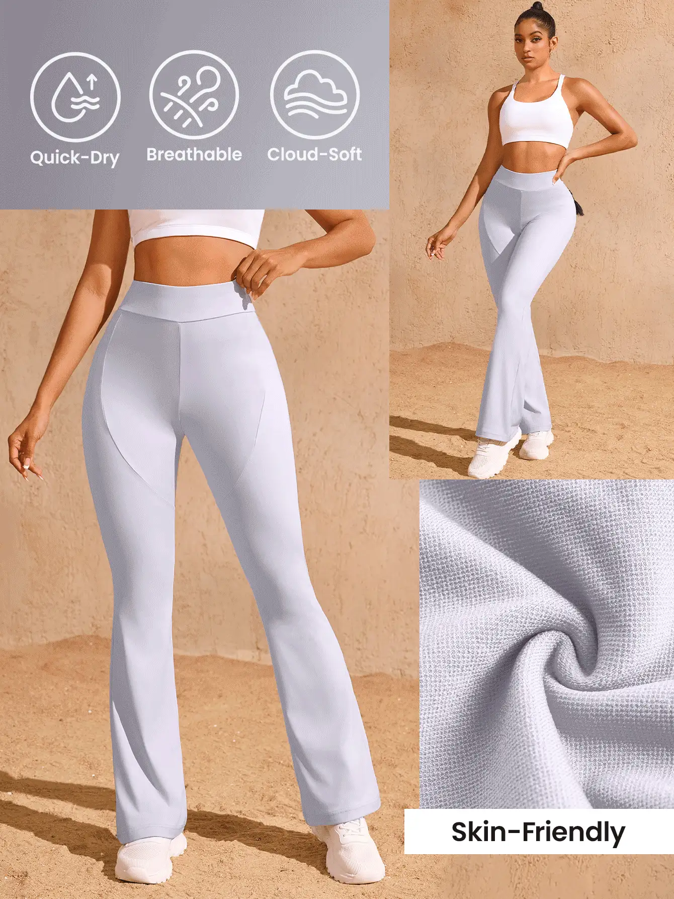 SHEIN Sports 女士纯色高腰喇叭腿休闲运动裤 - 淡紫色 - 查看 2