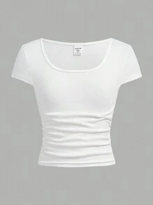 Sparklyn Set de 2 piezas Blusa de niña preadolescente de manga corta con cuello cuadrado