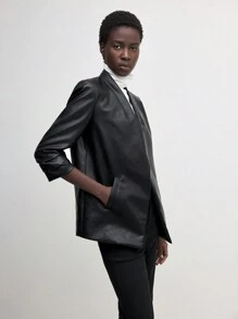 BizChic 女士优雅通勤皮革西装外套办公室服装秋季服装