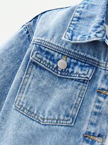 Tween Girls Fashion Distressed Denim Jacket, Casual All-Match Versatile Jean Coat, School, Campus, College