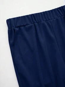 Manfinity Dauomo Men's Summer Color-Block Round Neck Short Sleeve Casual T-Shirt And Shorts Set - Navy Blue - View 4