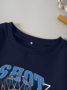 INAWLY 籃球和字母圖案運動衫 - 寶藍色 - 查看 6