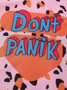 SHEIN 1 件年轻女孩时尚休闲粉色豹纹心形和字母图案长袖 T 恤，适合秋冬季 - 彩色 - 查看 5