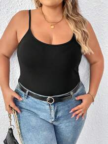 SHEIN CURVE+ Plus Size Women's Solid Color Casual Elegant Camisole Tank Tops, Multi-Pack