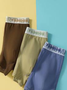 Conjunto de 3 piezas de calzoncillos deportivos transpirables de unicolor simples para adolescentes varones, verano - Multicolor - Ver 3