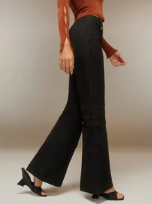 SURIMA Calça Cargo Evasê de Cor Sólida Casual Feminina