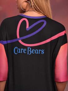 SHEIN X Care Bears 设计师夏季可爱卡通熊印花 T 恤，节日，感恩节，节日 - 彩色 - 查看 5