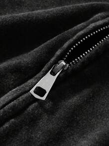 Manfinity EMRG 男士街头风格 Sacred Tear Cross 水洗连帽卫衣，外出复古拉链图案长袖拉链连帽衫，适合送给朋友、丈夫、男朋友的礼物，男士街头风连帽衫，街头服饰，男士连帽衫 - 黑色 - 查看 3