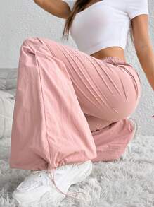 StreetHx Women's Solid Color Casual Long Pants - Pink - View 4