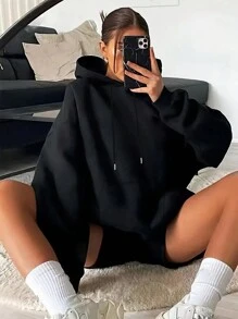 INAWLY 女士字母与龙印花连帽运动衫、长袖上衣