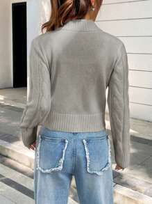 Lunelith SHEIN Lunessa Women's Cable Knit Casual Cardigan