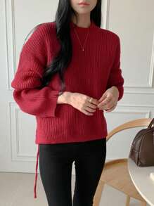 DAZY 女士灯笼袖半高领修身略宽松常规长度毛衣