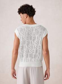 Manfinity VCAY Men's Loose Knit V-Neck Sweater Vest, Suitable For Autumn And Winter - White - View 9