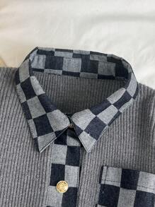 Tween Boy Checkered Long Sleeve Cardigan With Pockets, Autumn/Winter