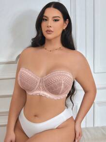 Set de 3 piezas de sujetador con alambres y encaje talla grande, lencería - Multicolor - Ver 3