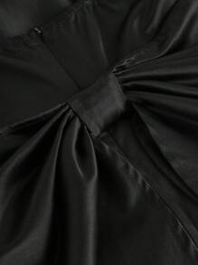 SHEIN Girlism Tween Girl 优雅休闲纯色编织吊带背心连衣裙 - 黑色 - 查看 4