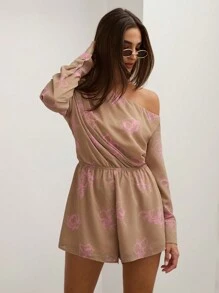 COSMINA 女士度假休闲花卉印花不对称领口连体裤 - 彩色 - 查看 5