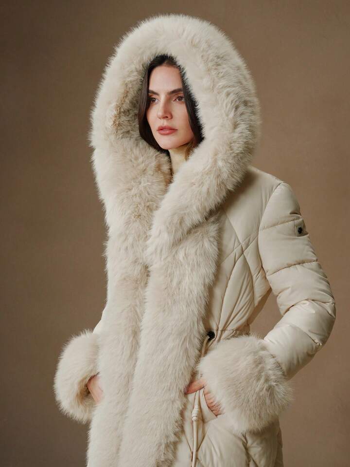 レビュー高評価の商品!の商品をすべて Anewsta Long Thick Faux Fur Collar Front Zipper Waist ジャケット・アウター