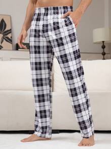 2pcs/Set Men's Plaid Pajama Pants, Fall Winter Clothes - Multicolor - View 7