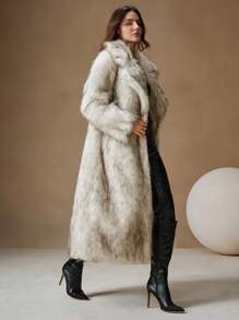 Anewsta New Autumn/Winter Women Fashion Faux Fox Fur Long Coat Parka Outerwear For Holiday Party Clothes