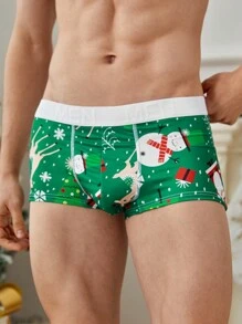 4pcs/Pack Men's Printed Boxer Briefs