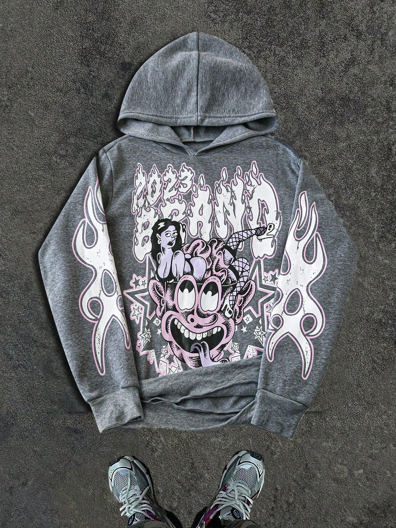 Manfinity Dauomo Men's Casual Cartoon Print Thermal Lined Hoodie, Autumn/Winter