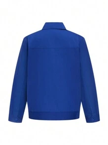 TaskEZ Women's Solid Color Notched Collar Long Sleeve Button Front Pocket Simplistic Blouse And Pants Workwear Set - Blue - View 17