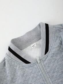 2pcs Teen Boys' Minimalist Stylish Diamond Plaid Pattern Fabric Comfortable Zip-Up Jacket And Pants Set - Multicolor - View 4