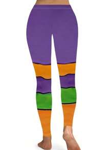 SHEIN LUNE Design Pattern Print Skinny Leggings - Multicolor - View 2