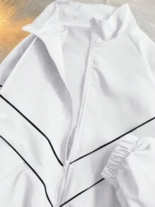 Manfinity Men's Striped Zip-Up Loose Casual Jacket, Spring & Autumn