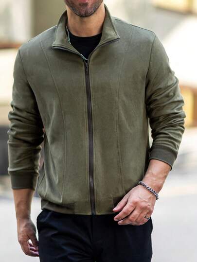 Manfinity Homme メンズカジュアル ジップアップ スタンドカラー