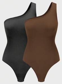 2pcs Women Seamless One-Piece Bodysuits - Multicolor - View 7