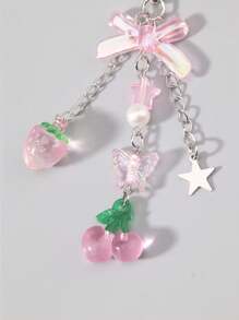 ROMWE Kawaii Kawaii Cute Fruit Strawberry, Star, Faux Pearl Bow-Knot, Flower, Leaf Design Keychain, Suitable For Back To School Gifts, Friendship Gifts, Holiday Gifts