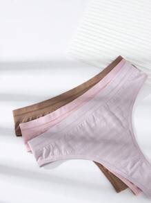 5pcs/Pack Solid Color Seamless Simple Casual Thongs - Multicolor - View 7