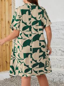 EMERY ROSE Plus Size Geometric Pattern Summer Dress