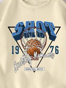 INAWLY Basketball & Letter Graphic Thermal Lined Sweatshirt Graduation,Back To School,Graduation,Teacher For Women,Back To School Pullover Fall Sweatshirt - Apricot - View 6