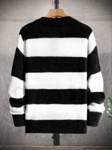 Claim Dot Áo len dệt kim sọc màu thông thường dành cho nam, mùa xuân, mùa thu - Nhiều màu - Xem 3