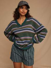 Forever 21 秋冬女士服装万圣节圣诞节 V 领毛衣 - 彩色 - 查看 3