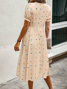 EMERY ROSE 女士情人节心形印花日期连衣裙