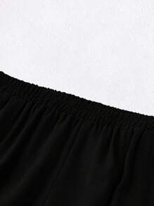 SHEIN LUNE Plus Size Casual Embroidered Pants With Ditsy Floral Pattern Fall Cloth For Women - Black - View 5
