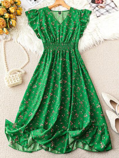 SHEIN Clasi Plus Size Women Ditsy Floral Loose Fit Dress