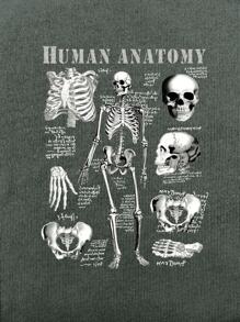 ROMWE Plus Size Women Gothic Style Graphic Print Loose T-Shirt - Green - View 3