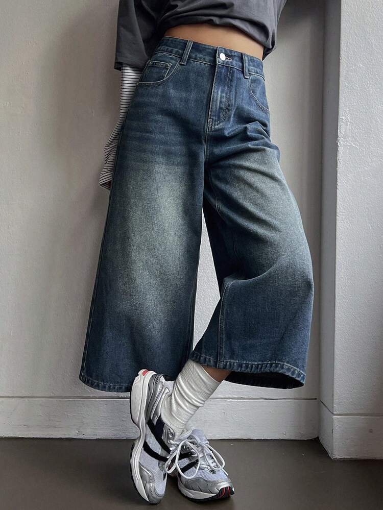 Women's Loose Fit Denim 3/4 Pants Denim Shorts Women Jeans Jorts