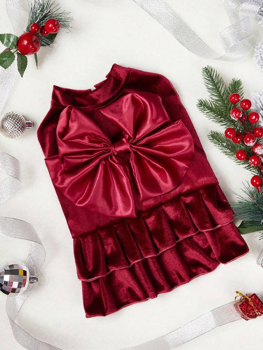 PETSIN 1pc Velvet Bow Red Christmas Dress For Pets for Sale Australia