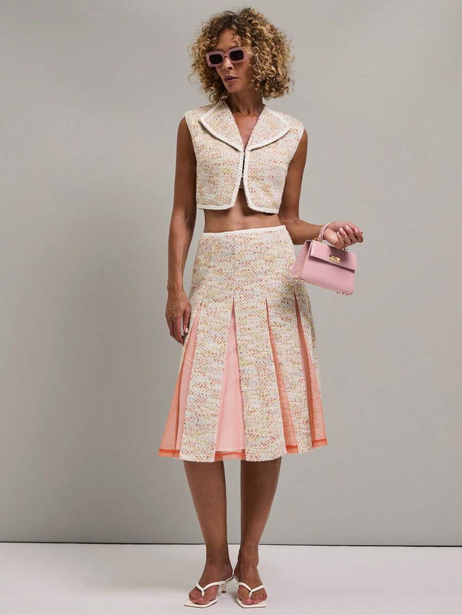 SHEIN Unity Kvinnors vintage plisserade Kontrastfärg Blommig Allover Print kjol - Multifärgad - Visa 1
