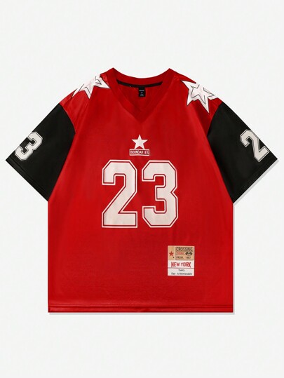 Street Life T-shirt de sport pour hommes avec couleurs contrastées, tissu confortable et brillant, manches color-block, col côtelé, école