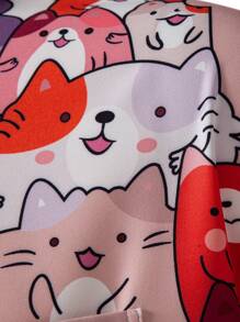 Manfinity Hypemode Men's Allover Cat Print Button-Up Short Sleeve Shirt - Multicolor - View 5