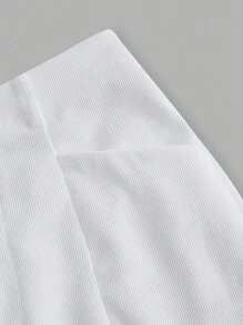 SHEIN MOD Quần dài thường ngày màu trơn dành cho nữ - trắng - Xem 4