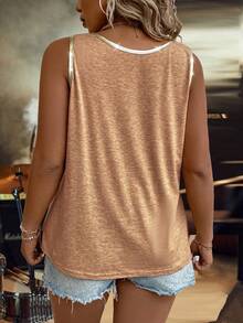 EMERY ROSE 大码撞色边休闲无袖上衣