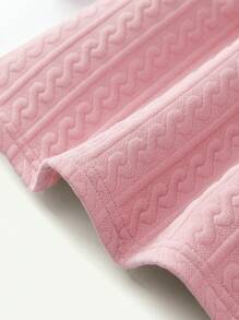 Cozy Pixies 2pcs Baby Girl Solid Color Round Neck Ruffle Trim Waist Dress & Bowknot Headband Set - Pink - View 9